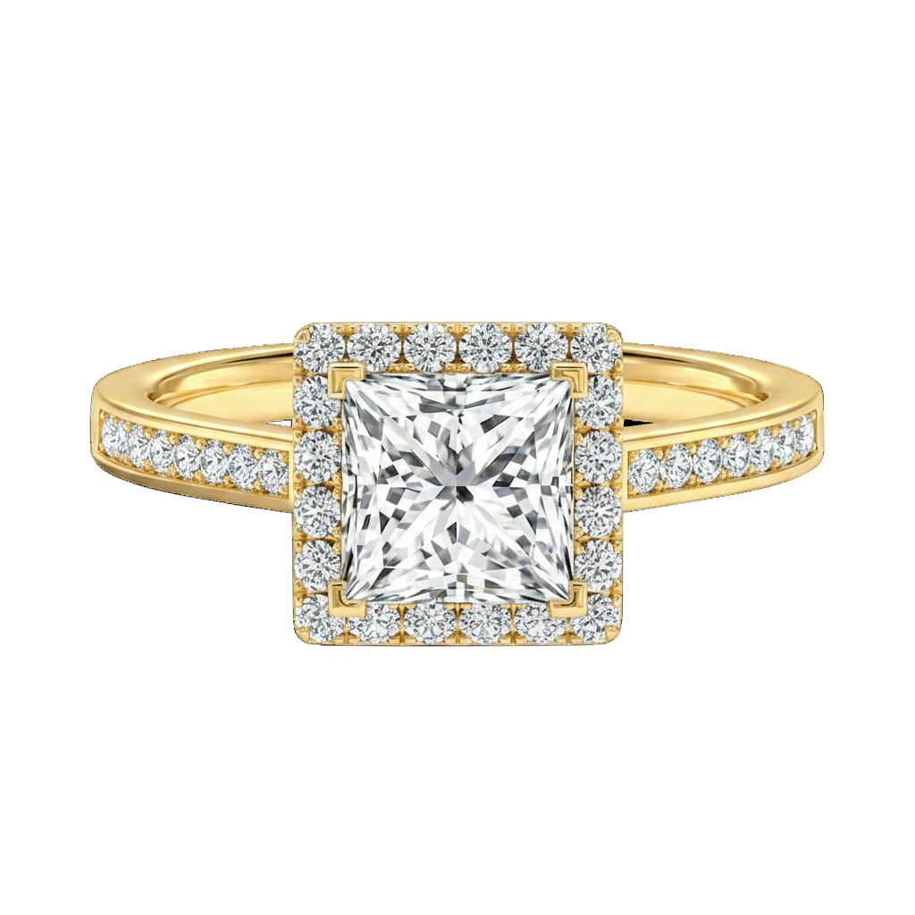 Cordelia - Princess - Yellow Gold - Channel
