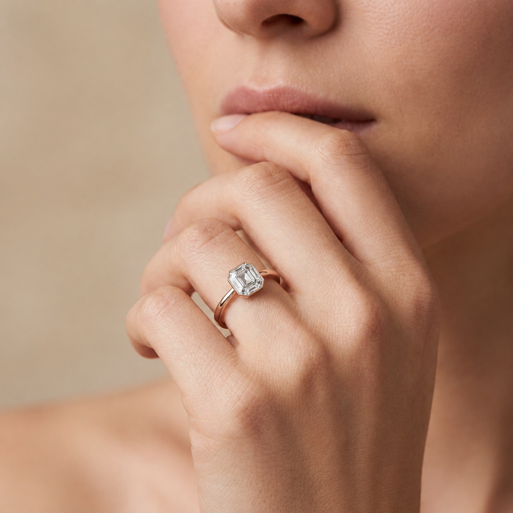 Bailey - Asscher - Rose/White Tone - Plain