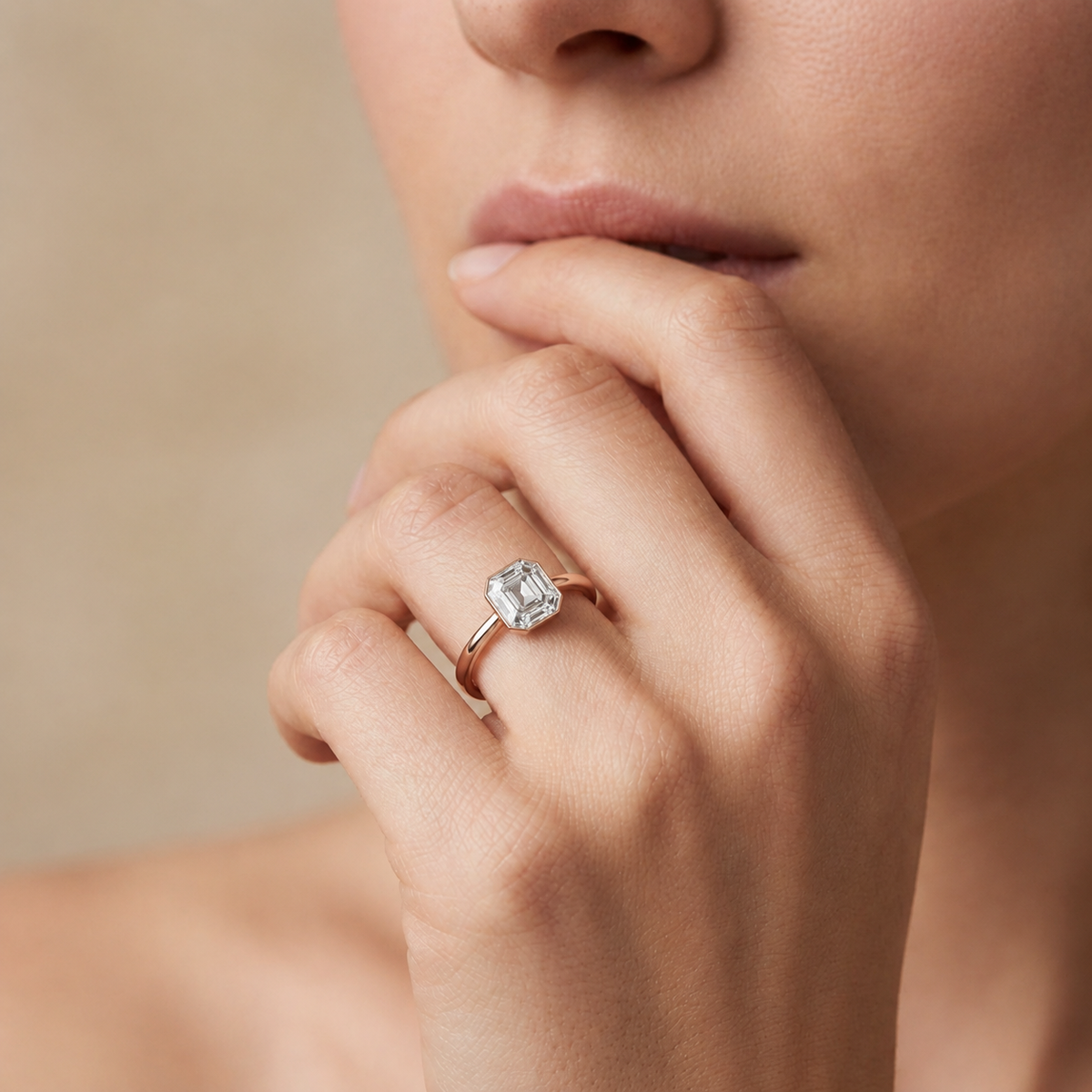 Bailey - Asscher - Rose/White Tone - Plain