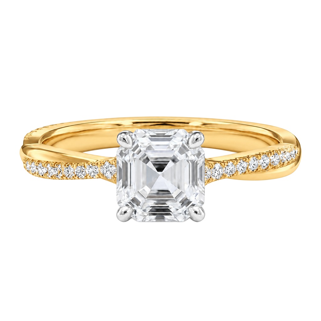 Wreath - Asscher - Yellow/White Tone - Pavé