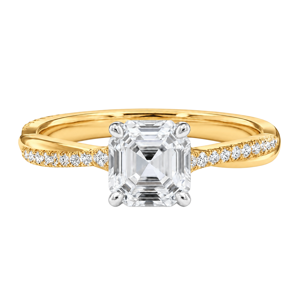 Wreath - Asscher - Yellow/White Tone - Pavé