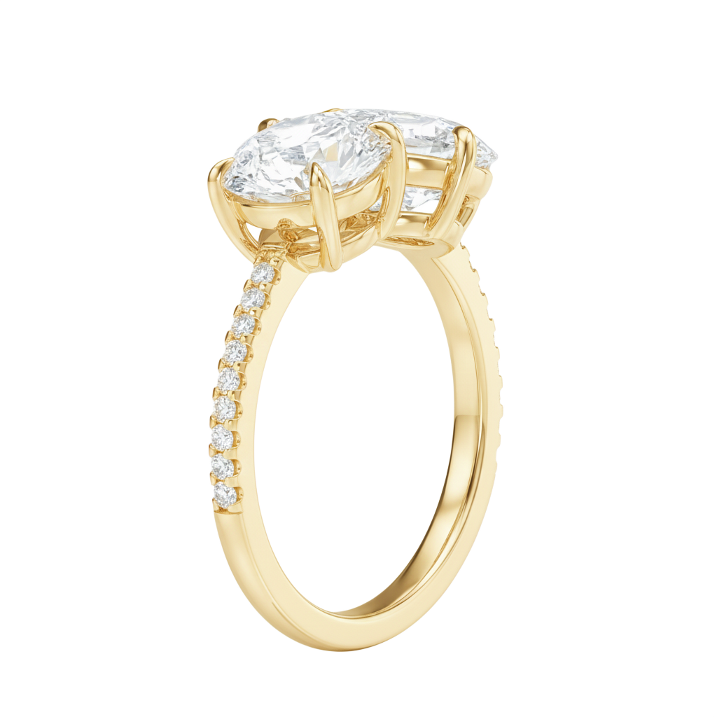 Duo - Round - Yellow Gold - Pavé
