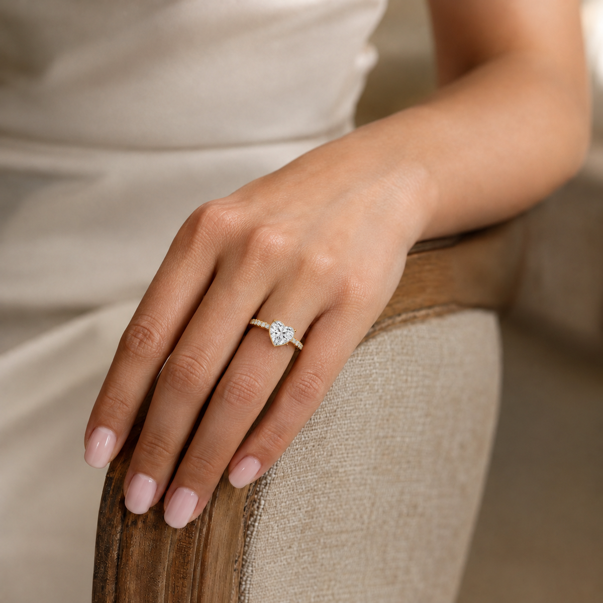 Solenne - Heart - Yellow/White Tone - Pavé