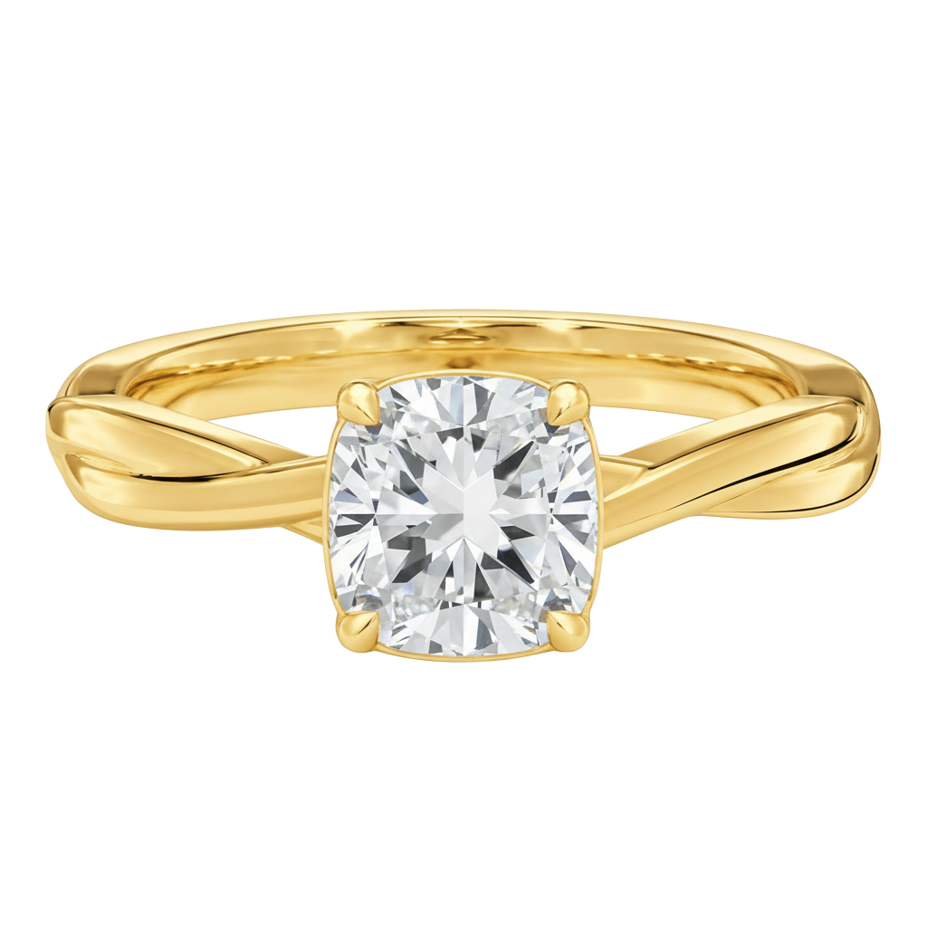 Wreath - Cushion - Yellow Gold - Plain