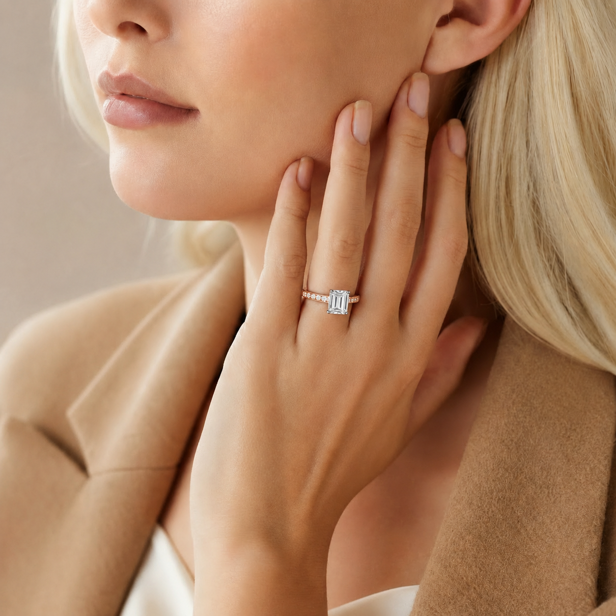 Basilica - Asscher - Rose/White Tone - Channel