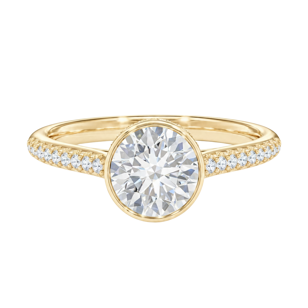 Solenne - Round - Yellow Gold - Pavé