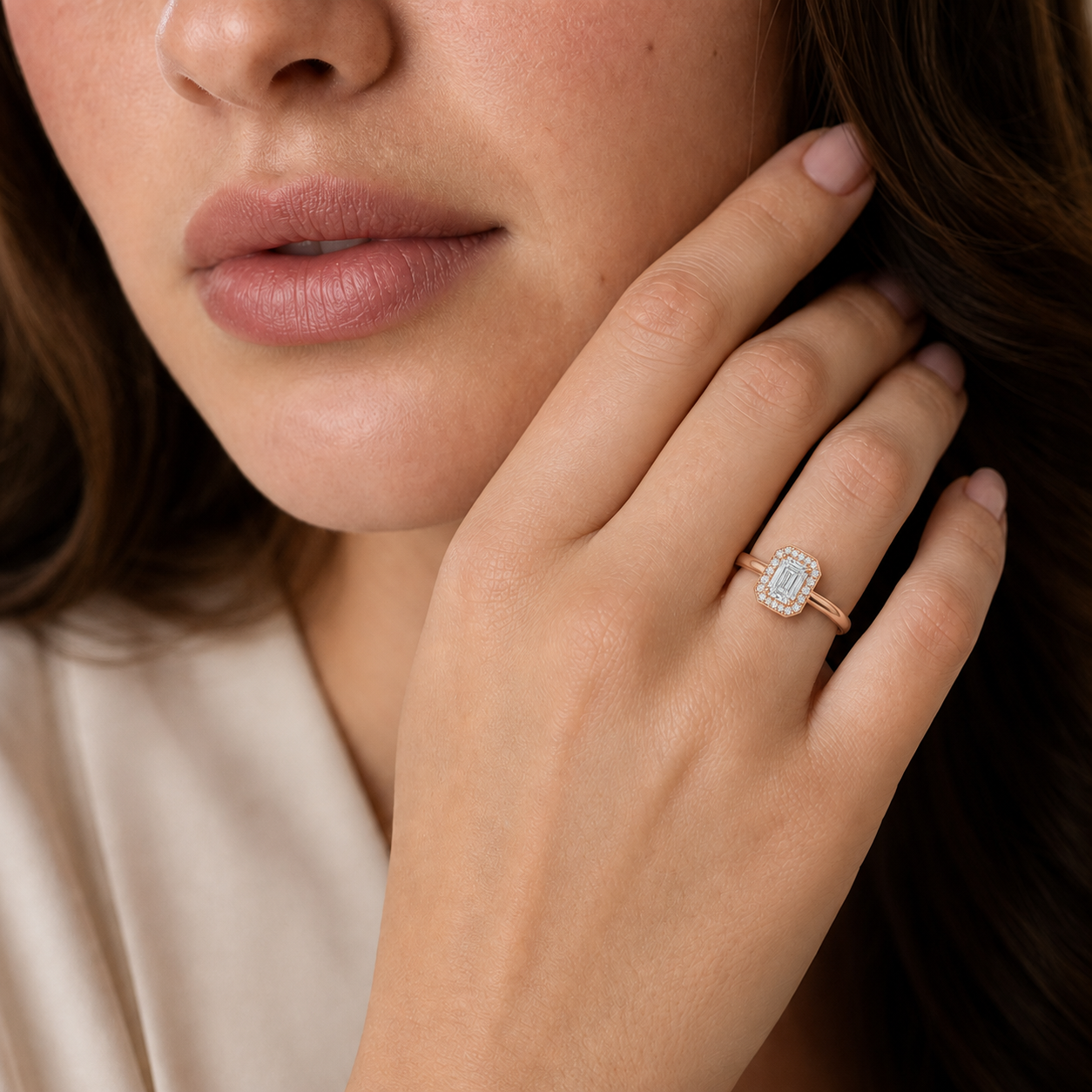 Deneuve - Emerald - Rose Gold - Plain