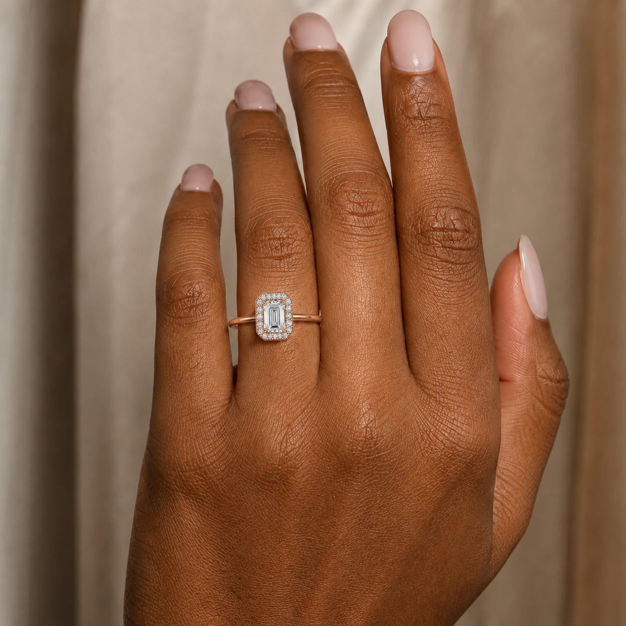 Deneuve - Emerald - Rose Gold - Plain