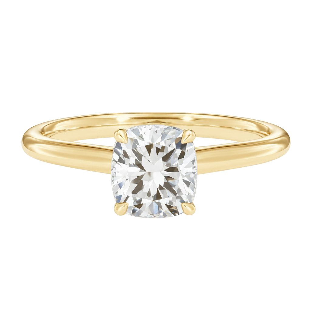 Talia - Cushion - Yellow Gold - Plain