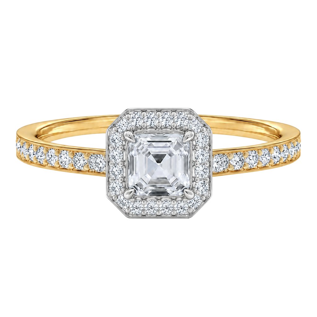 Deneuve - Asscher - Yellow/White Tone - Pavé
