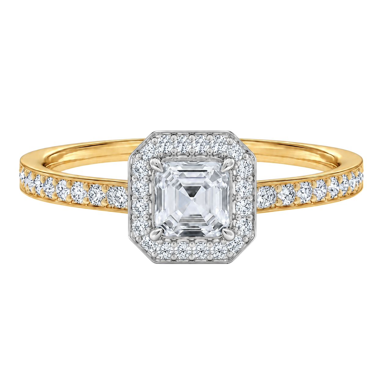 Deneuve - Asscher - Yellow/White Tone - Pavé