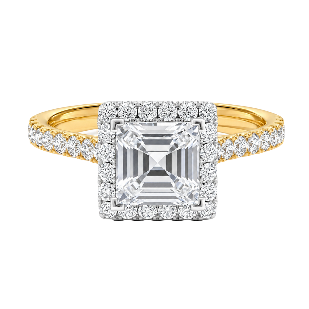 Cordelia - Asscher - Yellow / White Tone - Pavé
