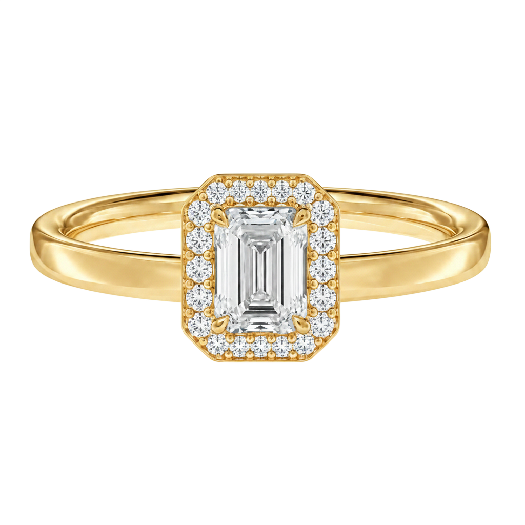 Deneuve - Emerald - Yellow Gold - Plain