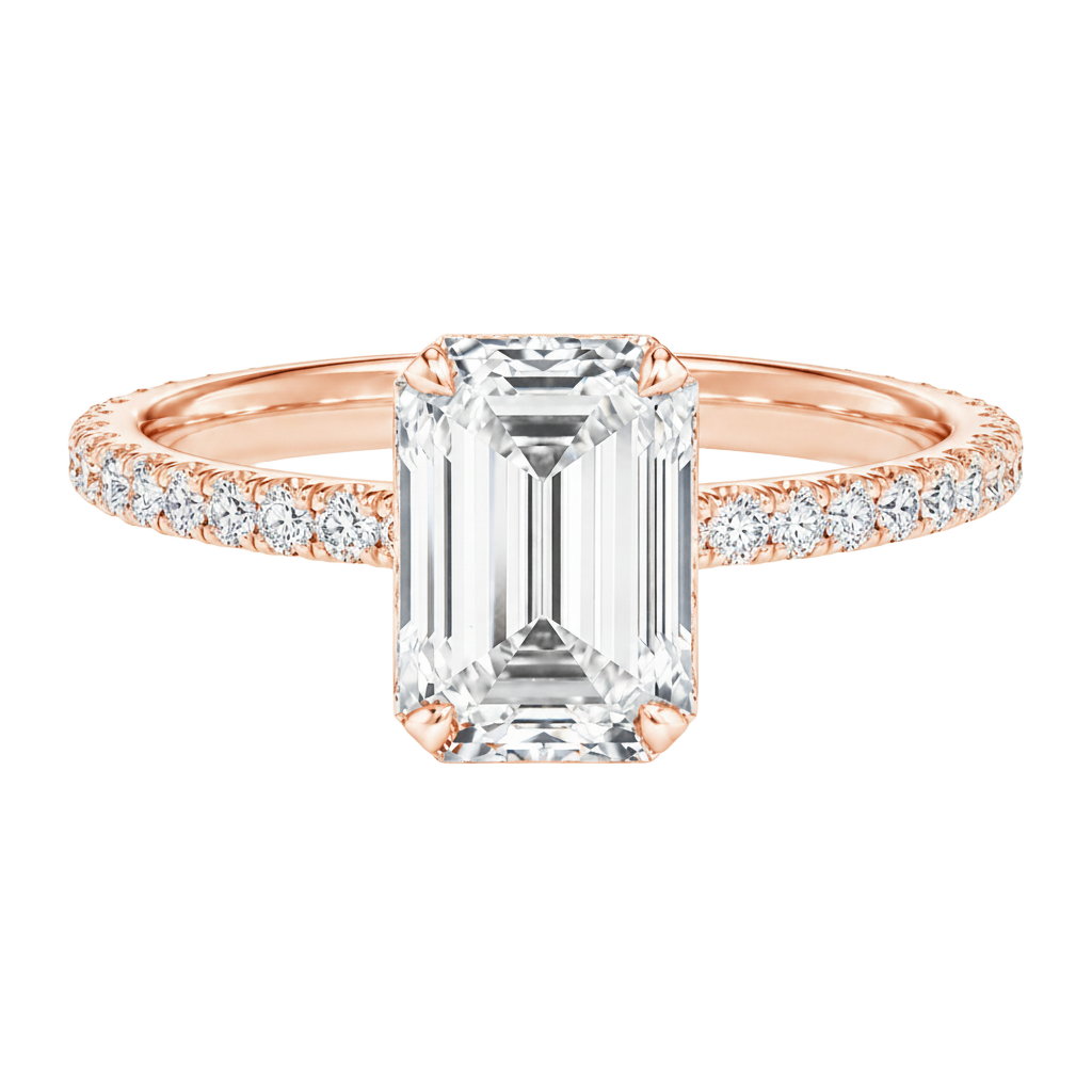 Solenne - Emerald - Rose Gold - Pavé
