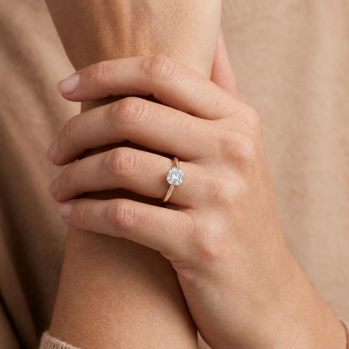 Bailey - Asscher - Rose/White Tone - Plain