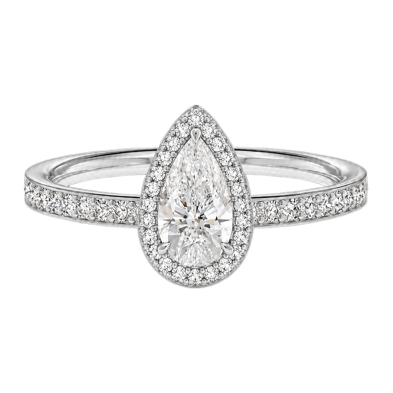 Deneuve - Pear - White Gold - Pavé