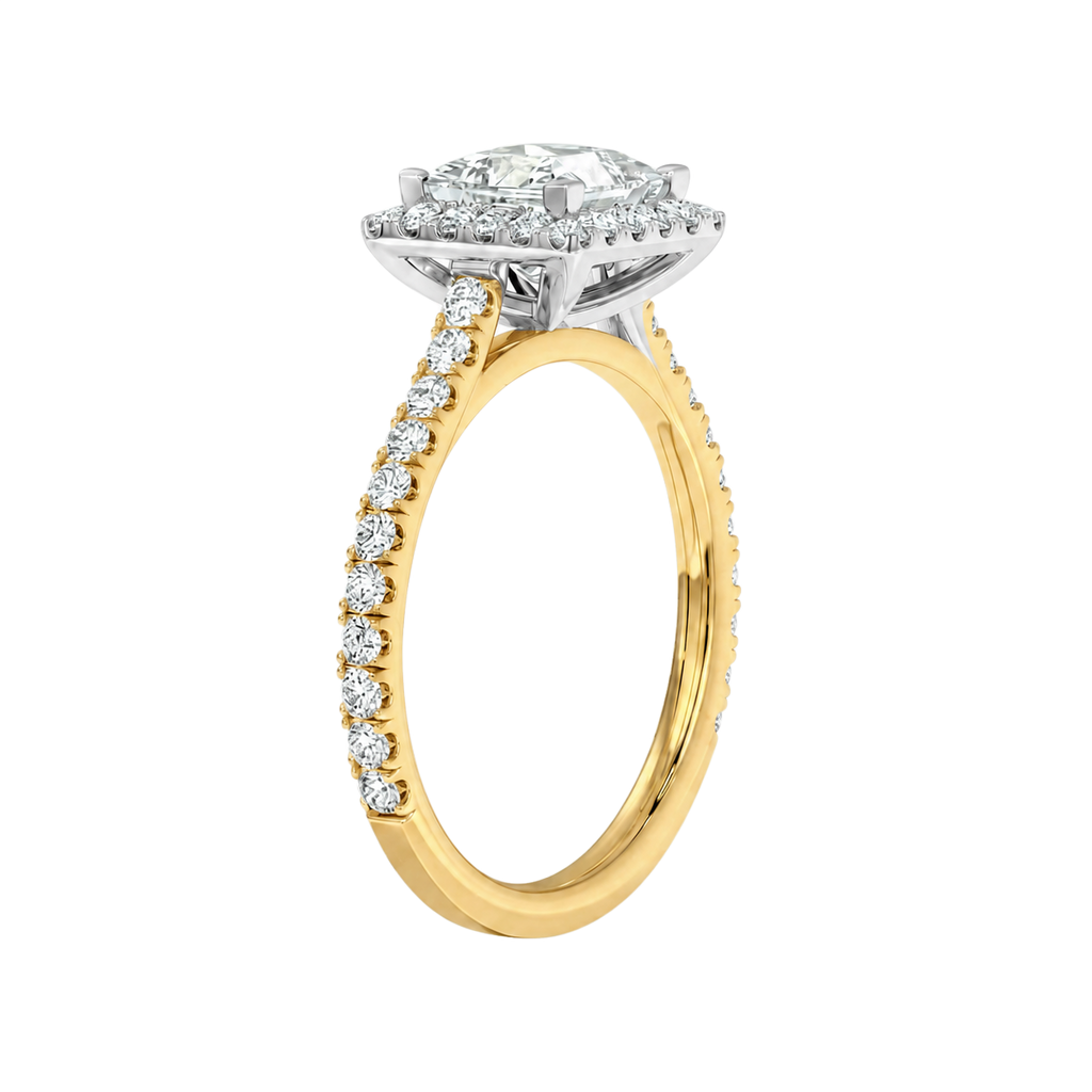 Cordelia - Asscher - Yellow / White Tone - Pavé
