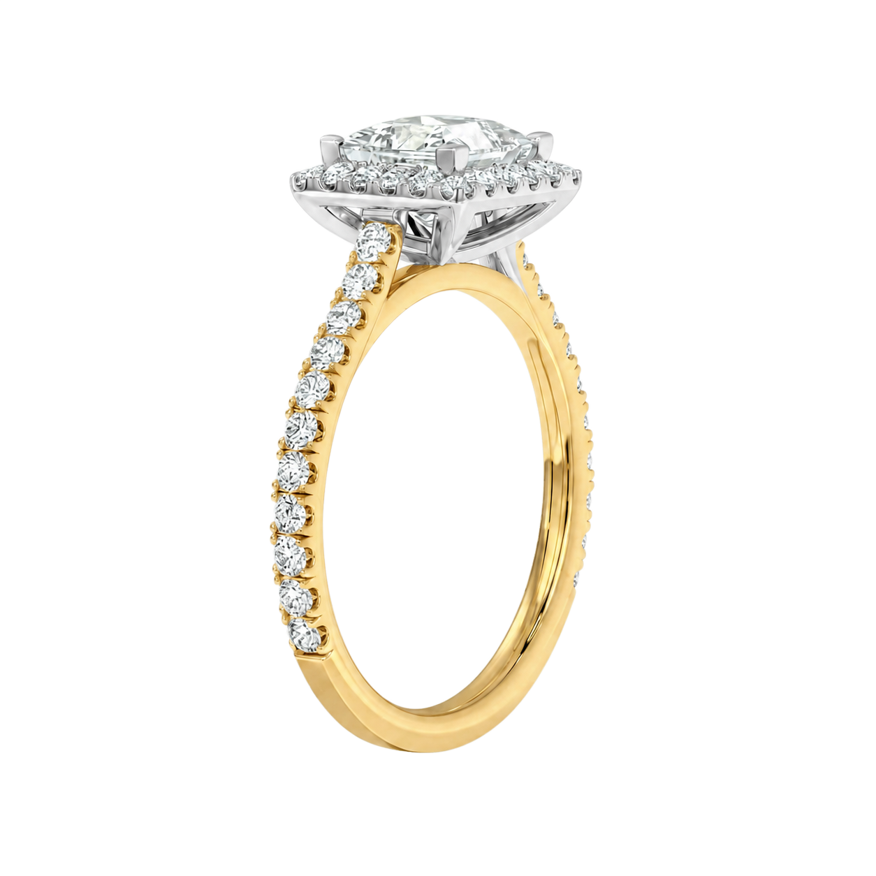 Cordelia - Asscher - Yellow / White Tone - Pavé