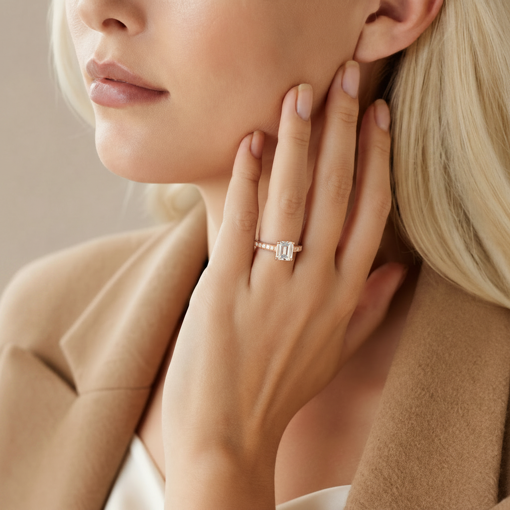 Basilica - Asscher - Rose Gold - Pavé
