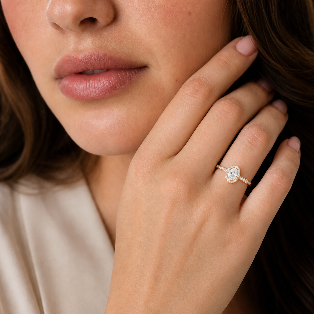 Deneuve - Oval - Rose Gold - Pavé