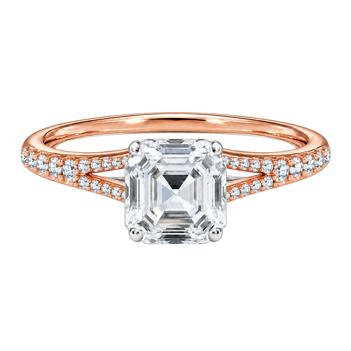 Lumiere - Asscher - Rose/White Tone - Pavé