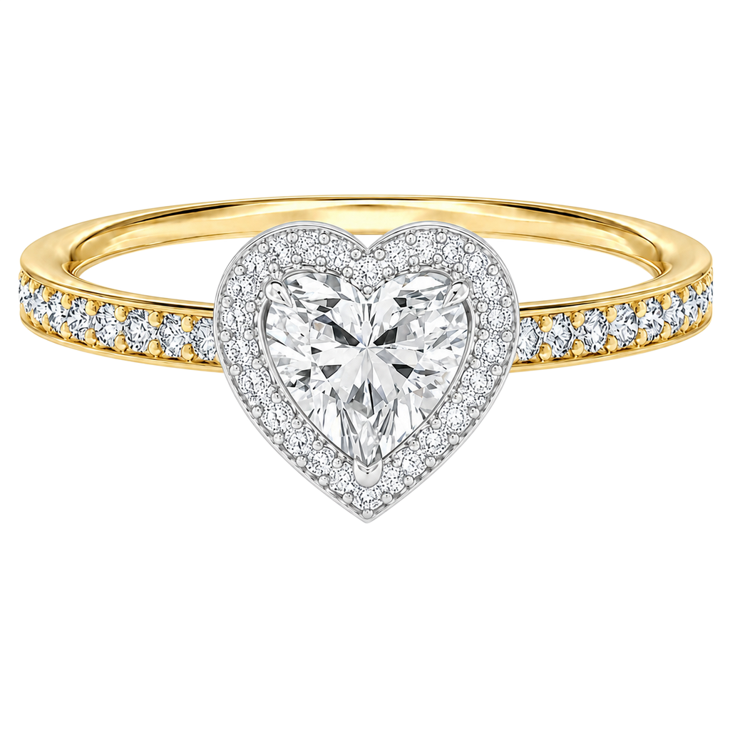 Deneuve - Heart - Yellow/White Tone - Pavé