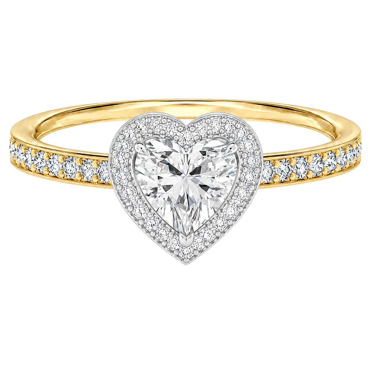 Deneuve - Heart - Yellow/White Tone - Pavé