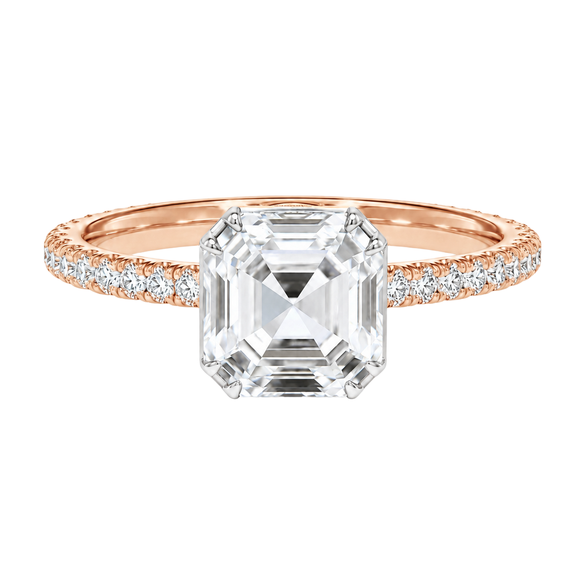 Solenne - Asscher - Rose/White Tone - Pavé