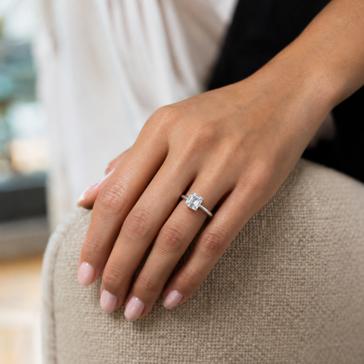 Talia - Asscher - White Gold - Plain