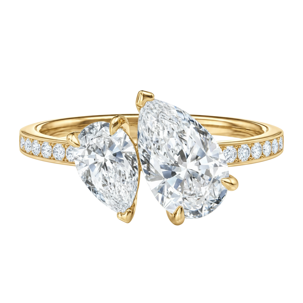 Duo - Pear - Yellow Gold - Channel