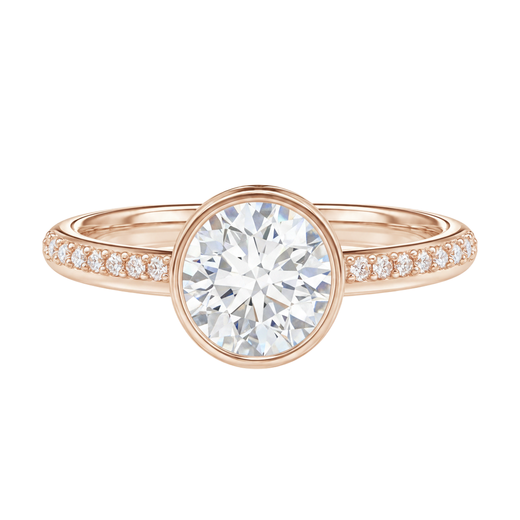 Bailey - Round - Rose Gold - Pavé