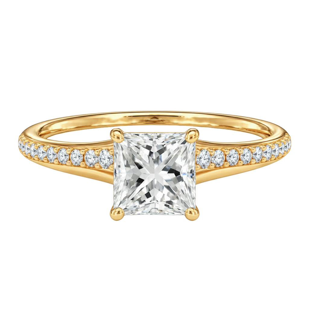Lumiere - Princess - Yellow Gold - Pavé