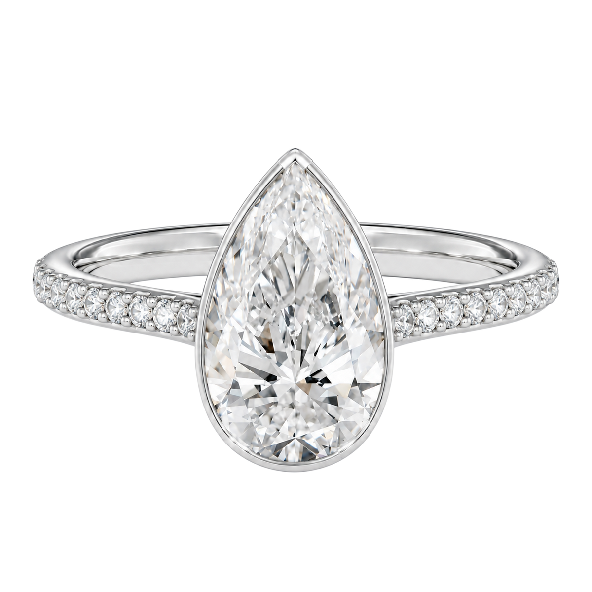 Solenne - Pear - White Gold - Pavé