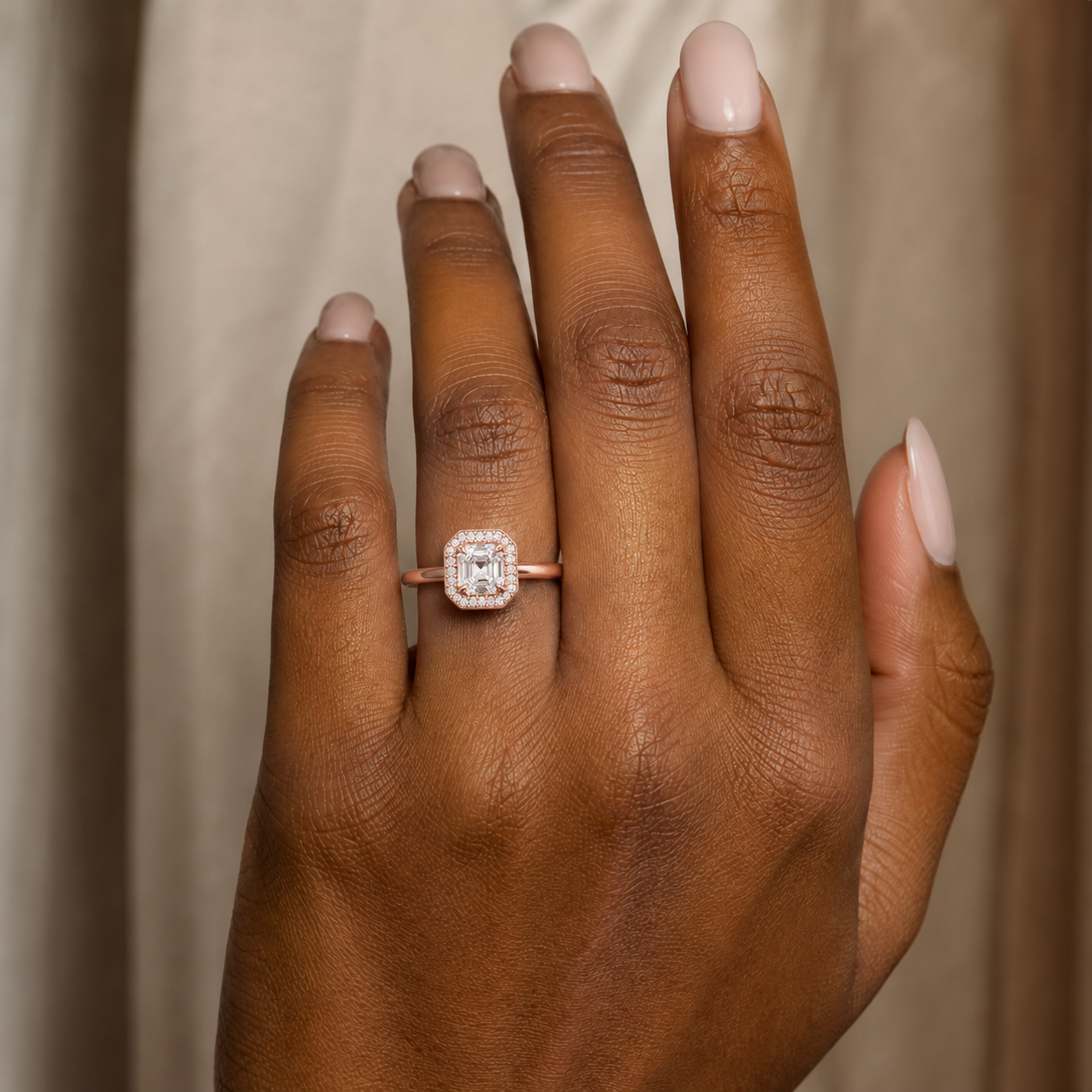 Deneuve - Asscher - Rose Gold - Plain