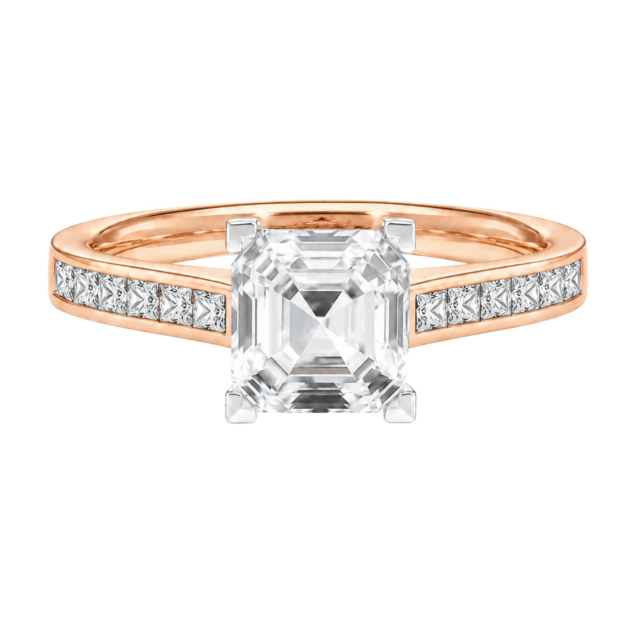 Basilica - Asscher - Rose/White Tone - Channel