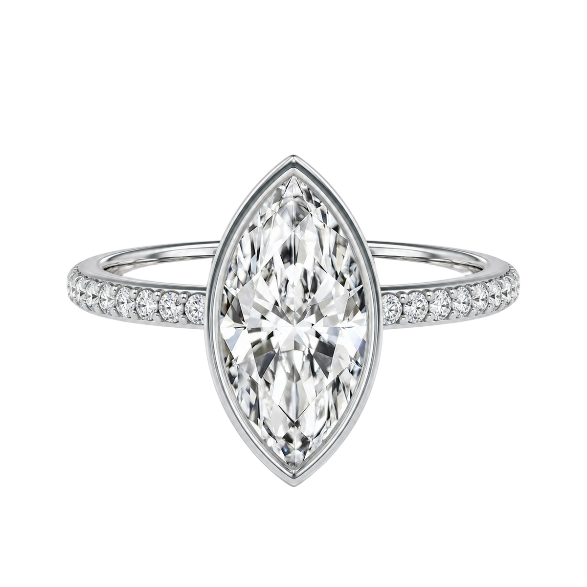 Bailey - Marquise - White Gold - Pavé