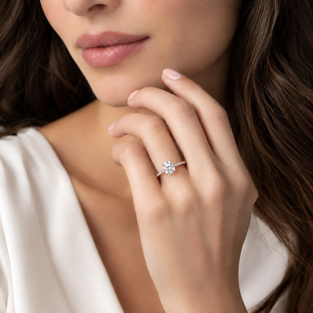 Talia - Oval - Rose/White Tone - Pavé