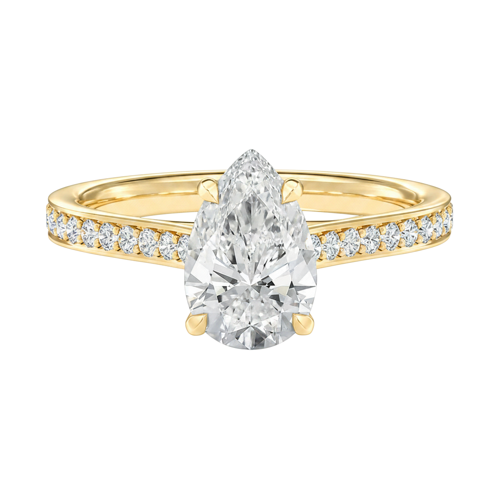 Basilica - Pear - Yellow Gold - Pavé