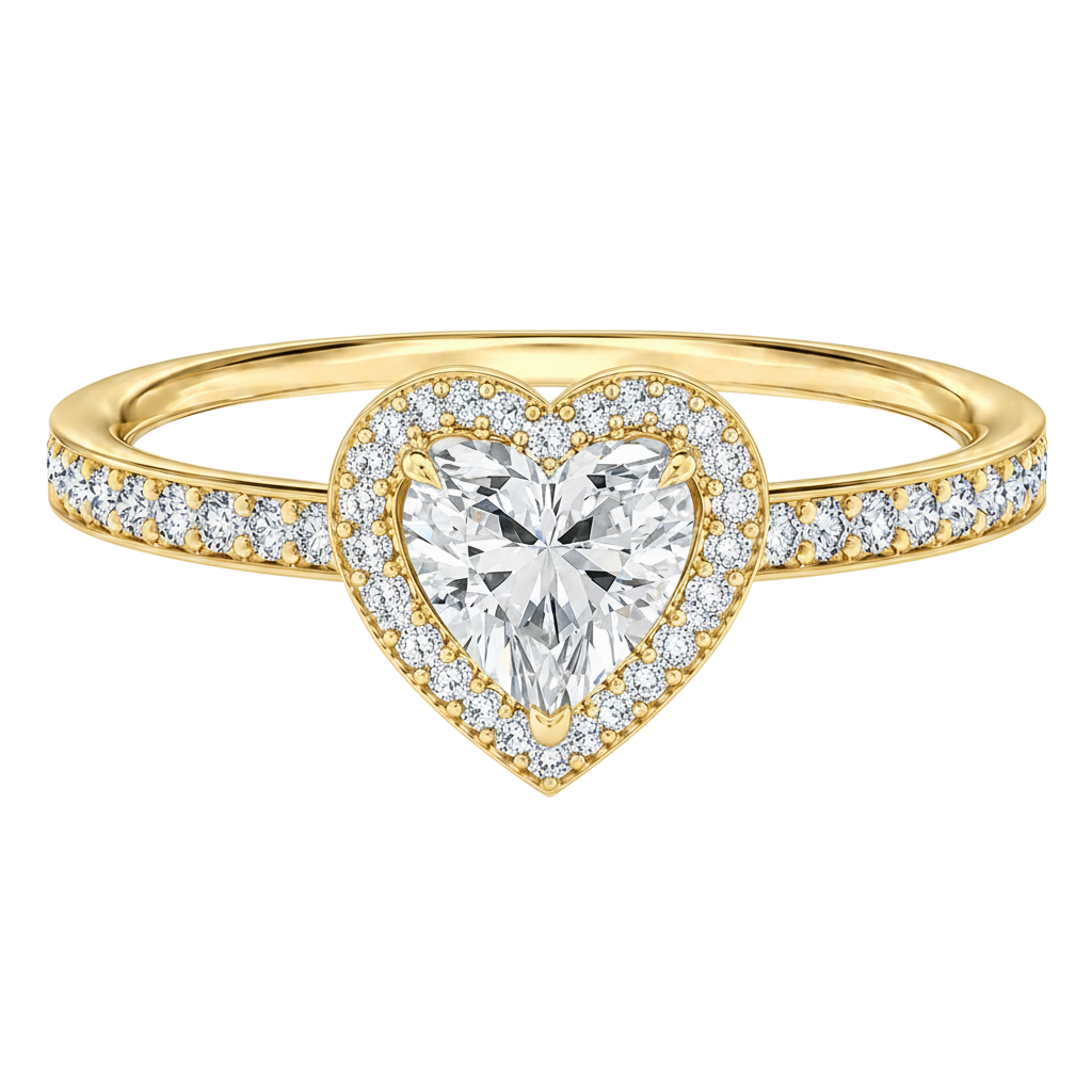 Deneuve - Heart - Yellow Gold - Pavé