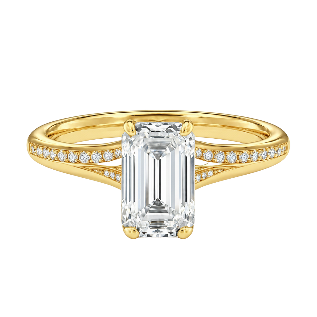 Lumiere - Emerald - Yellow Gold - Channel