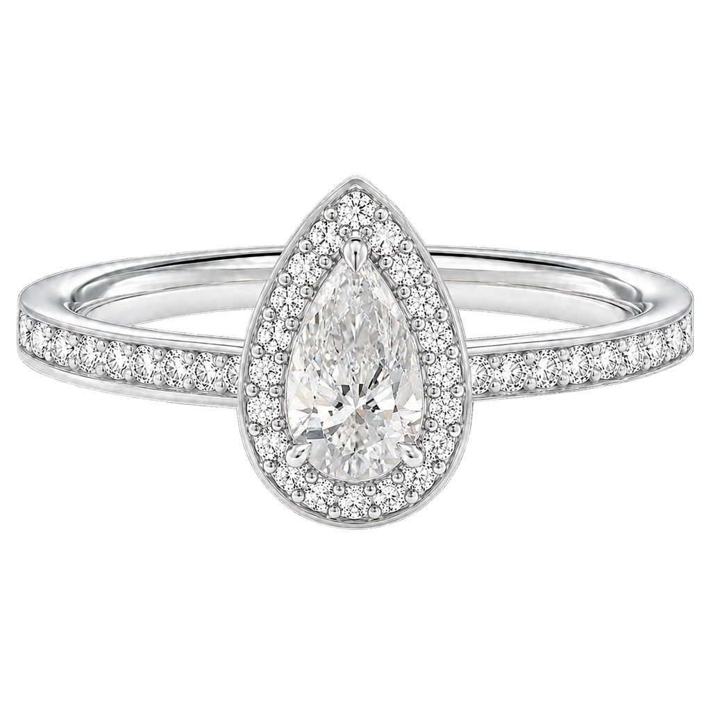 Deneuve - Pear - White Gold - Channel