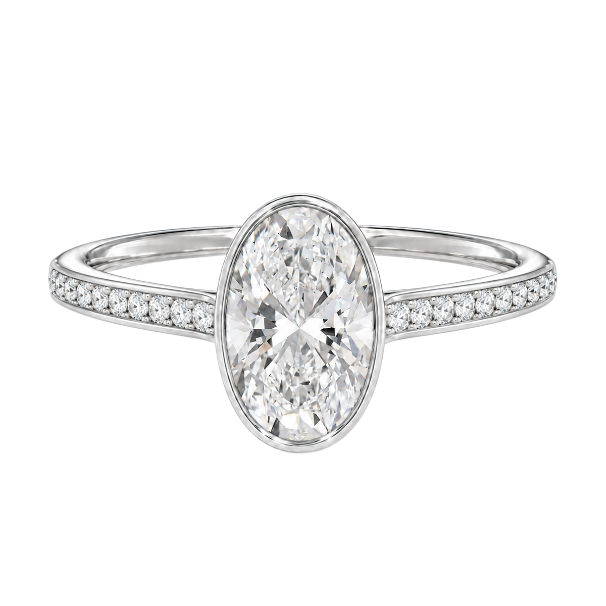Solenne - Oval - White Gold - Channel