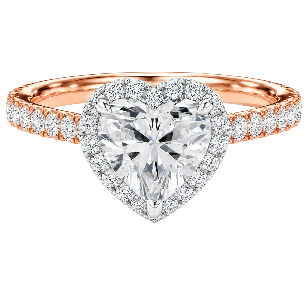 Cordelia - Heart - Rose / White Tone - Pavé