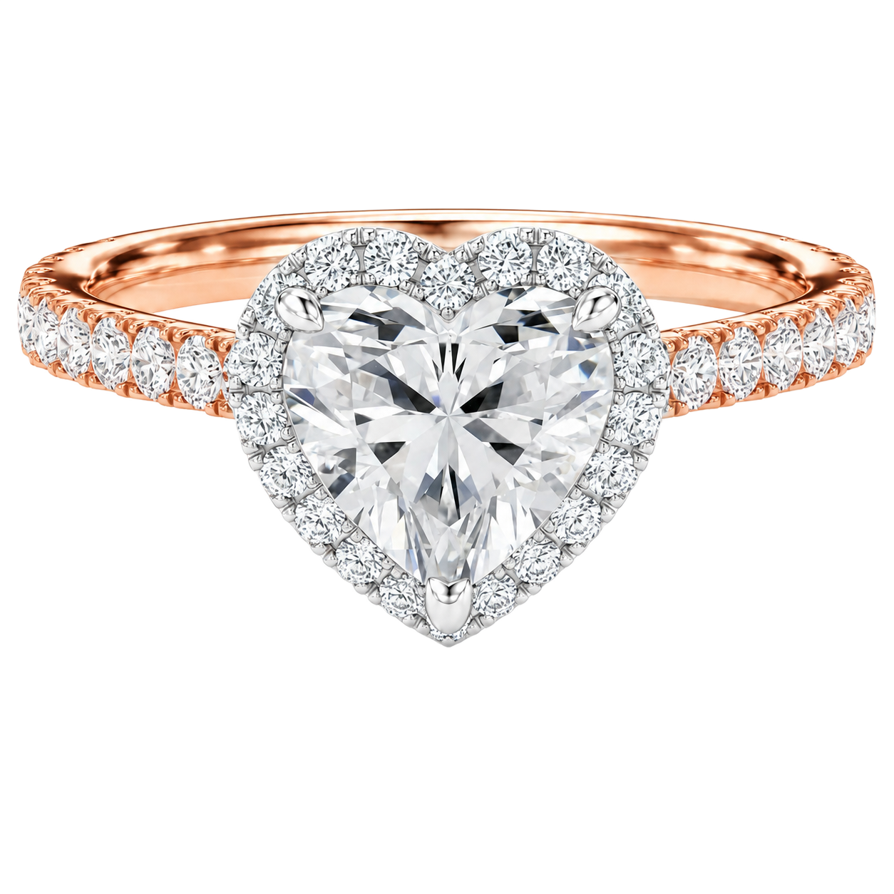 Cordelia - Heart - Rose / White Tone - Pavé