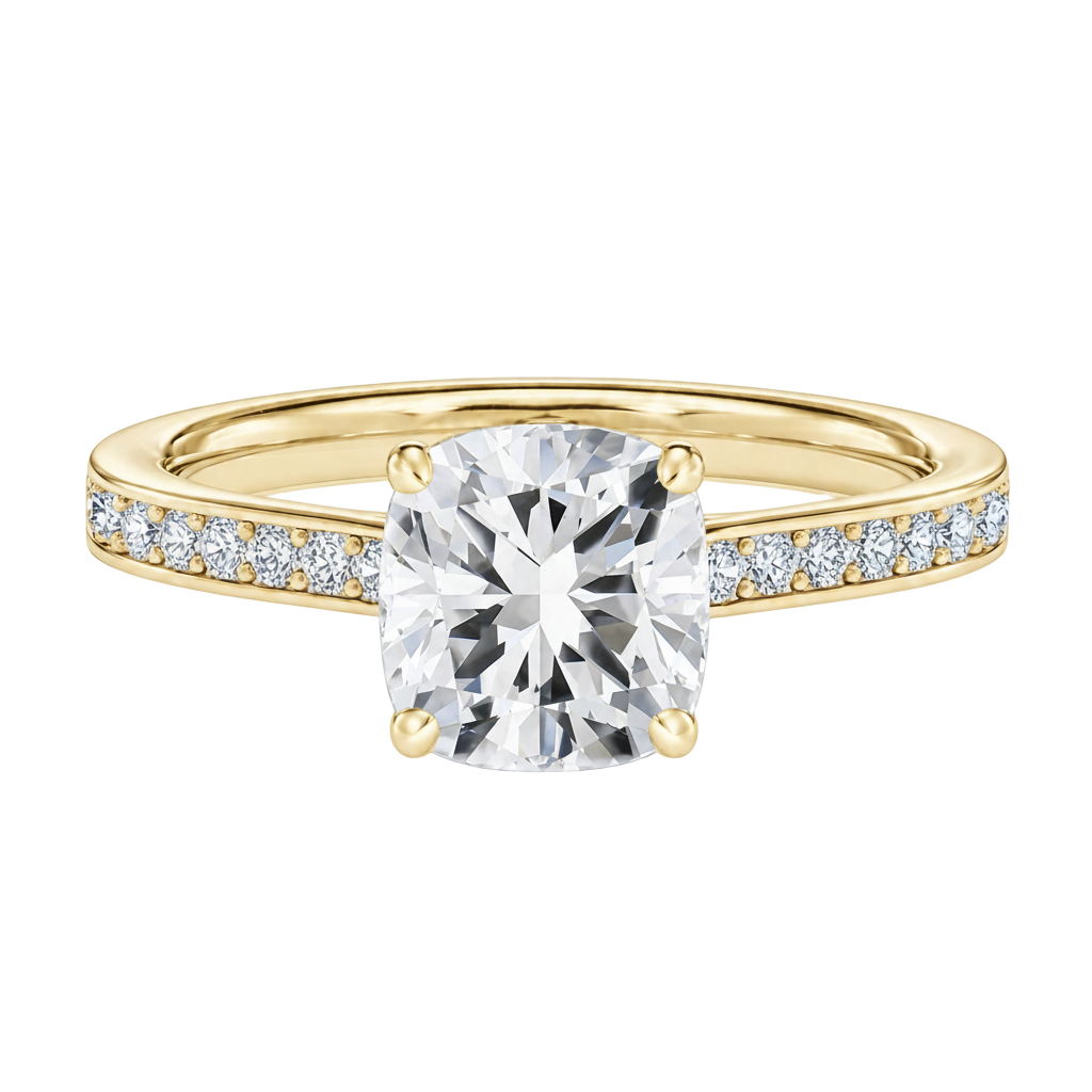 Talia - Cushion - Yellow Gold - Channel