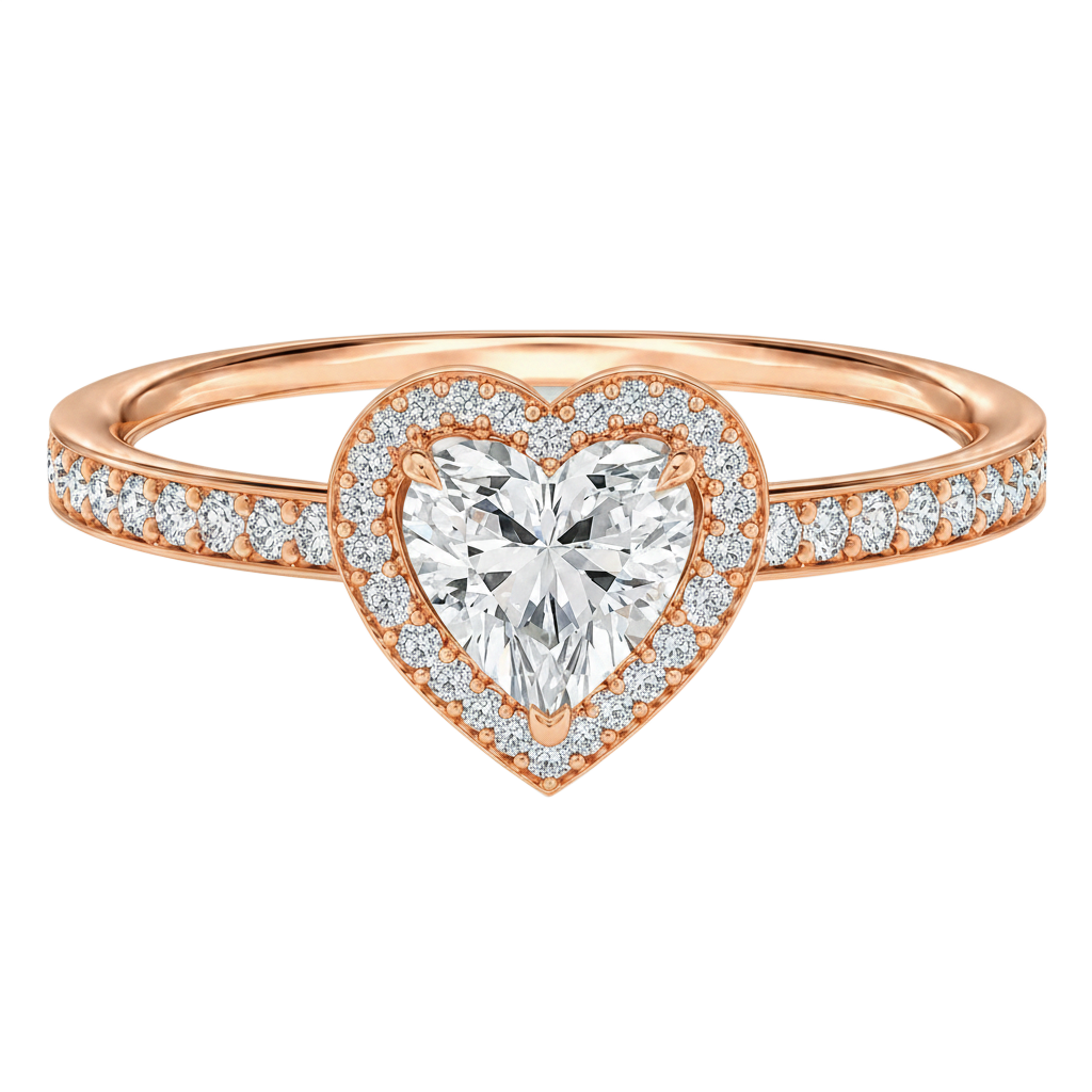 Deneuve - Heart - Rose Gold - Pavé