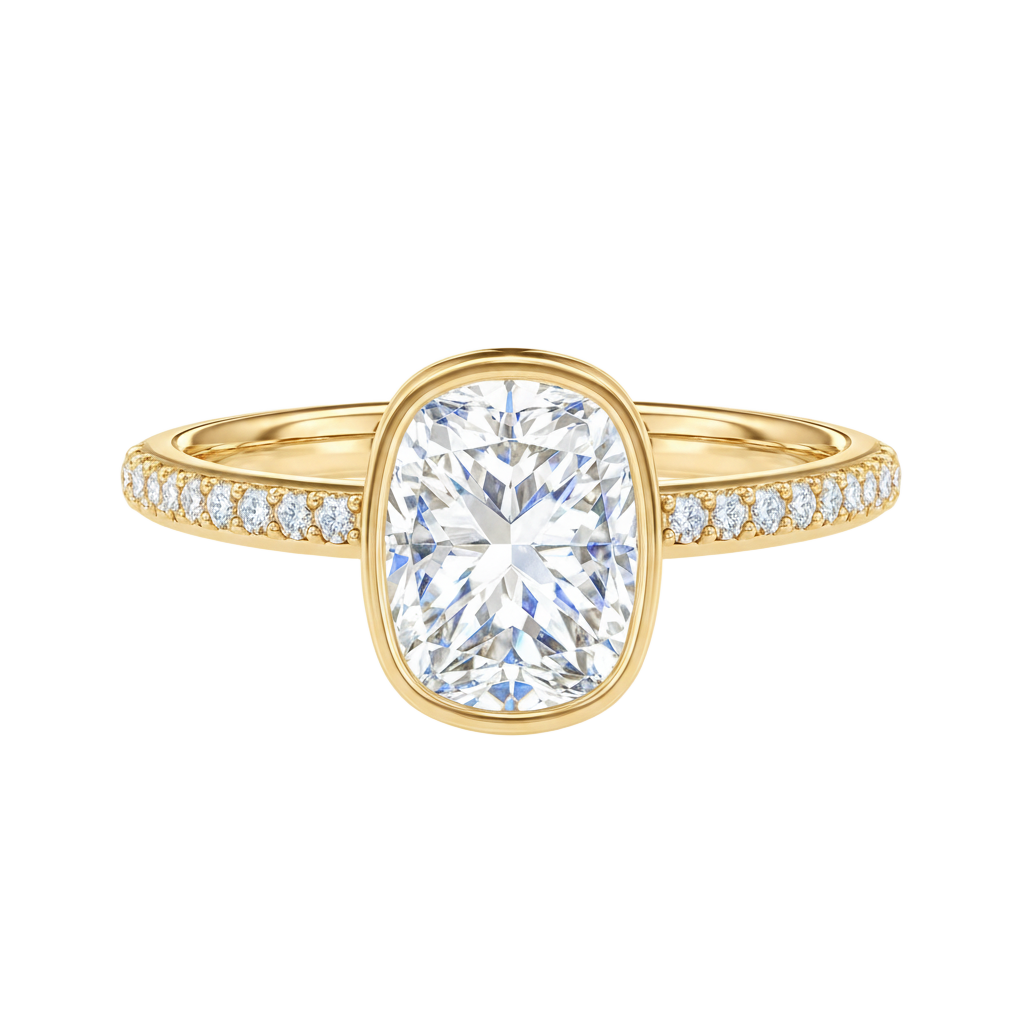 Bailey - Cushion - Yellow Gold - Pavé