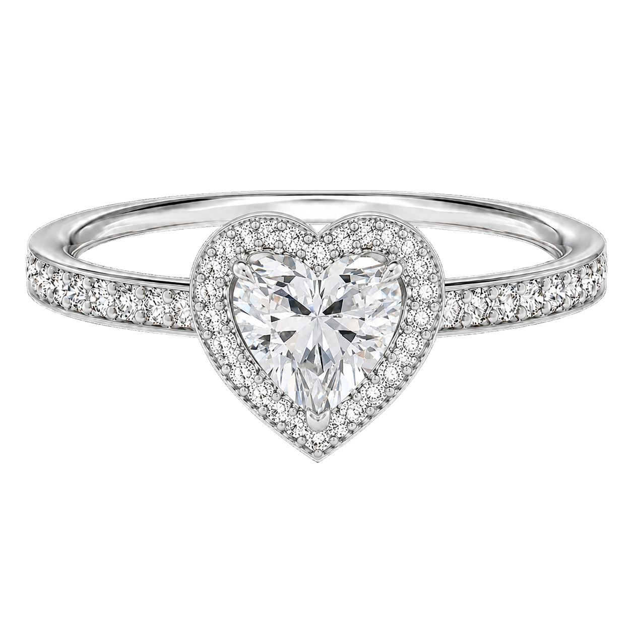 Deneuve - Heart - Platinum - Pavé