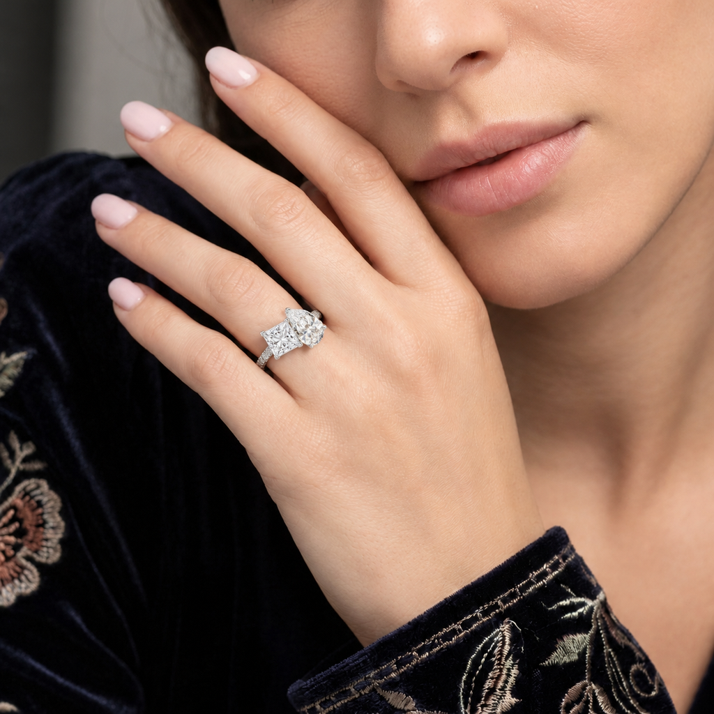 Duo - Princess - Platinum - Pavé