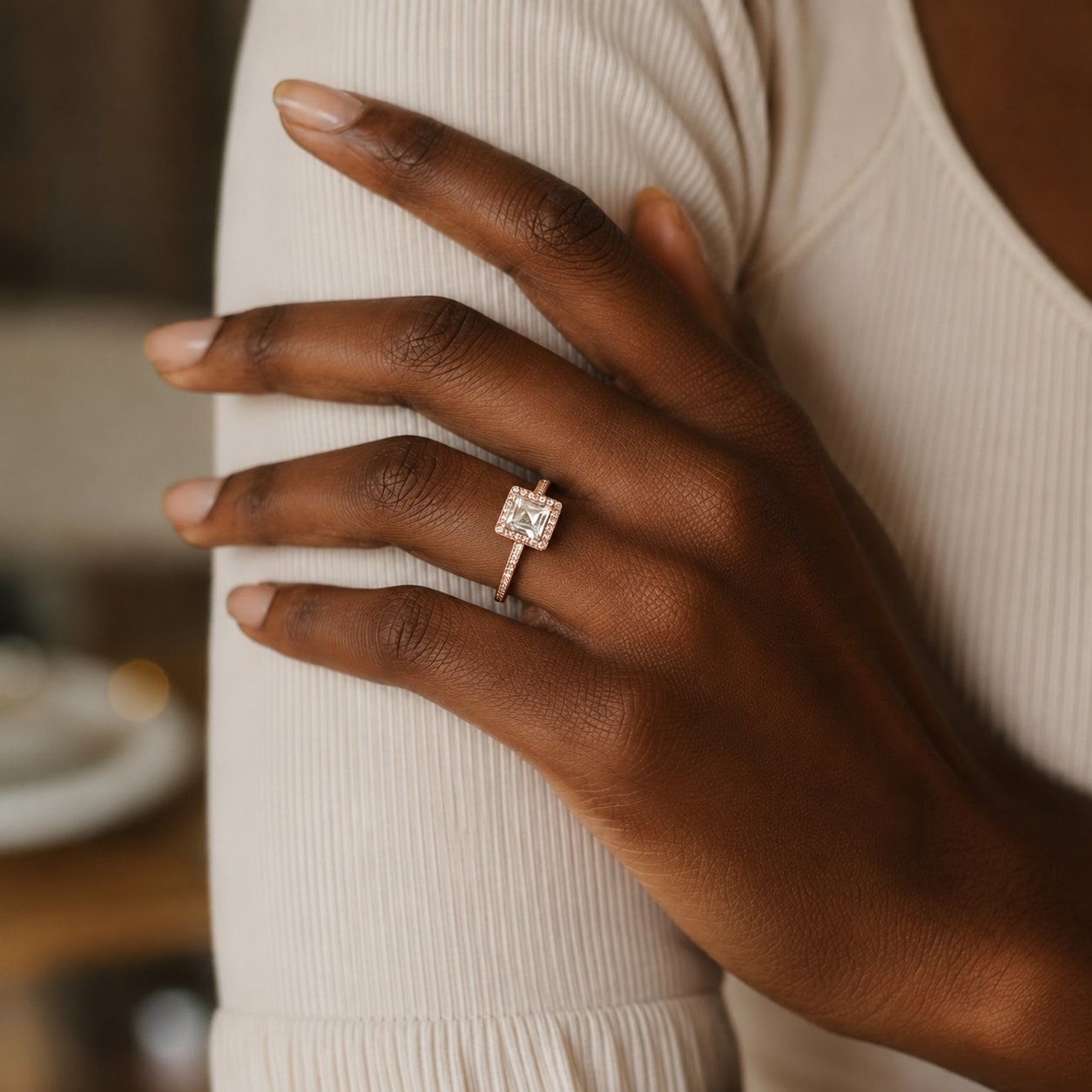 Cordelia - Asscher - Rose / White Tone - Channel